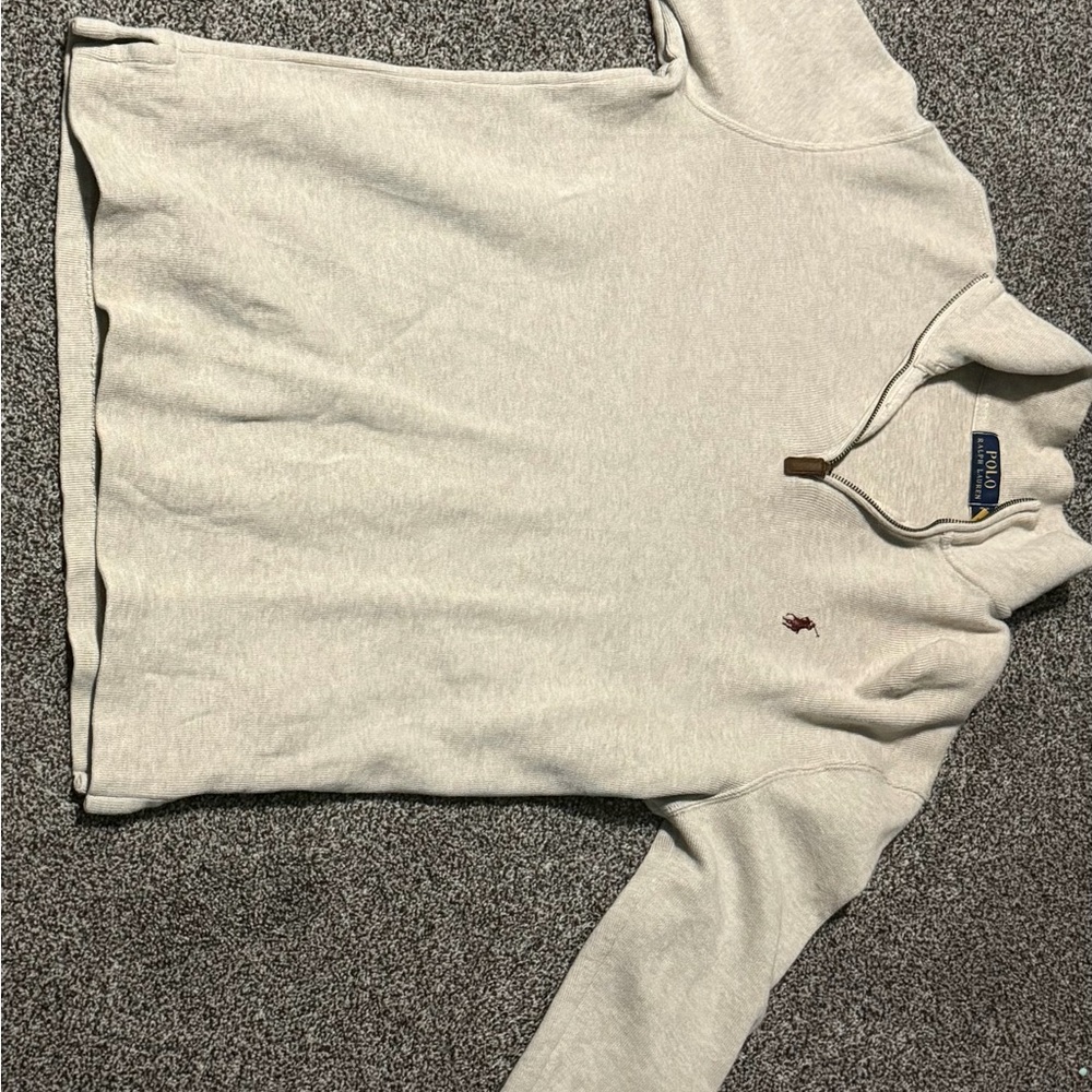 Polo by Ralph Lauren Men's Zip Up Sweater in Cream